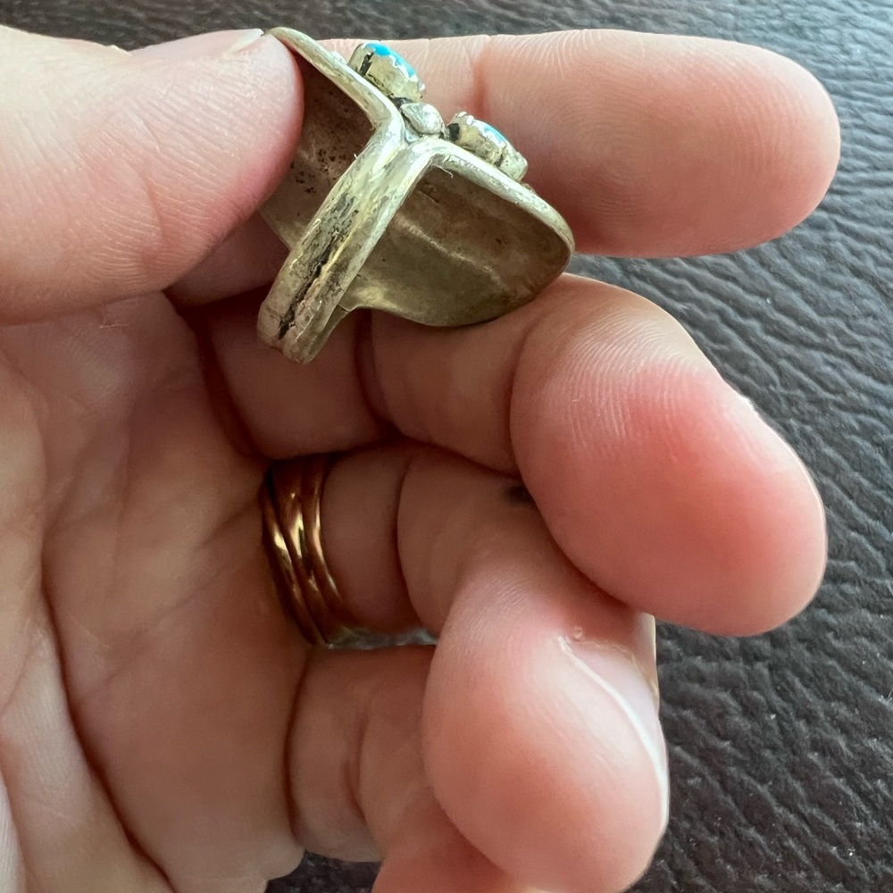 Turquoise And Silver Statement Ring - image 3